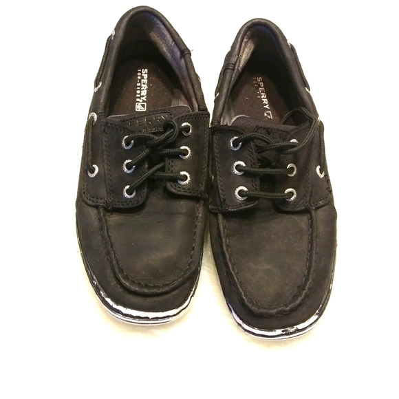 Sperry Boys Black Boat Shoes Size 3M - Picture 2 of 6